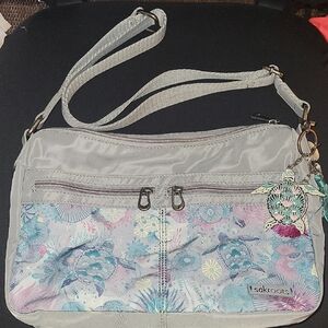Sakroots Gray Floral Crossbody Bag